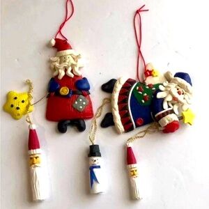Santa claus christmas tree Ornament bundle Vintage